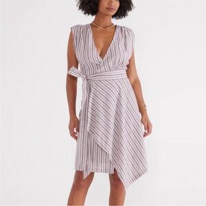 NEW ETICA antonia wrap dress in sassafras stripe size medium